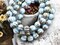 *20* 8mm Metallic Beige Washed Sky Blue AB Faceted Round Melon Beads